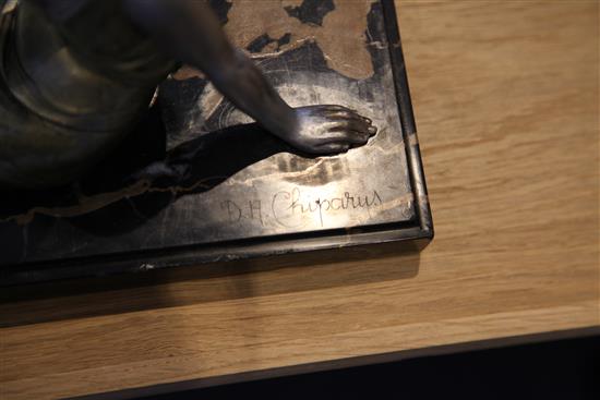 Chiparus. A painted bronze figure of a lady, The Reader, H. 8.5in.